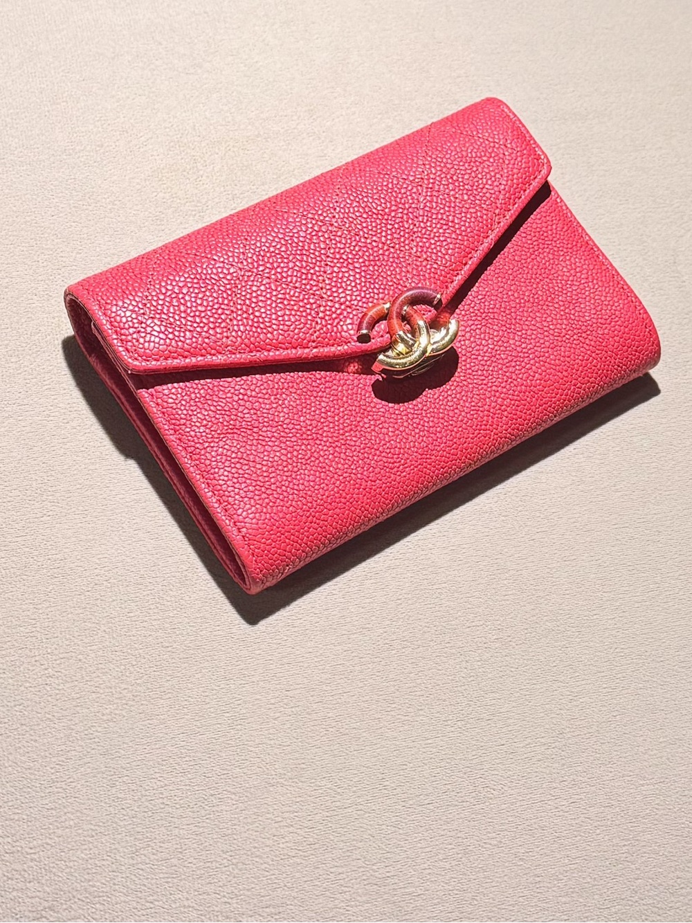Chanel caviar leather flap wallet